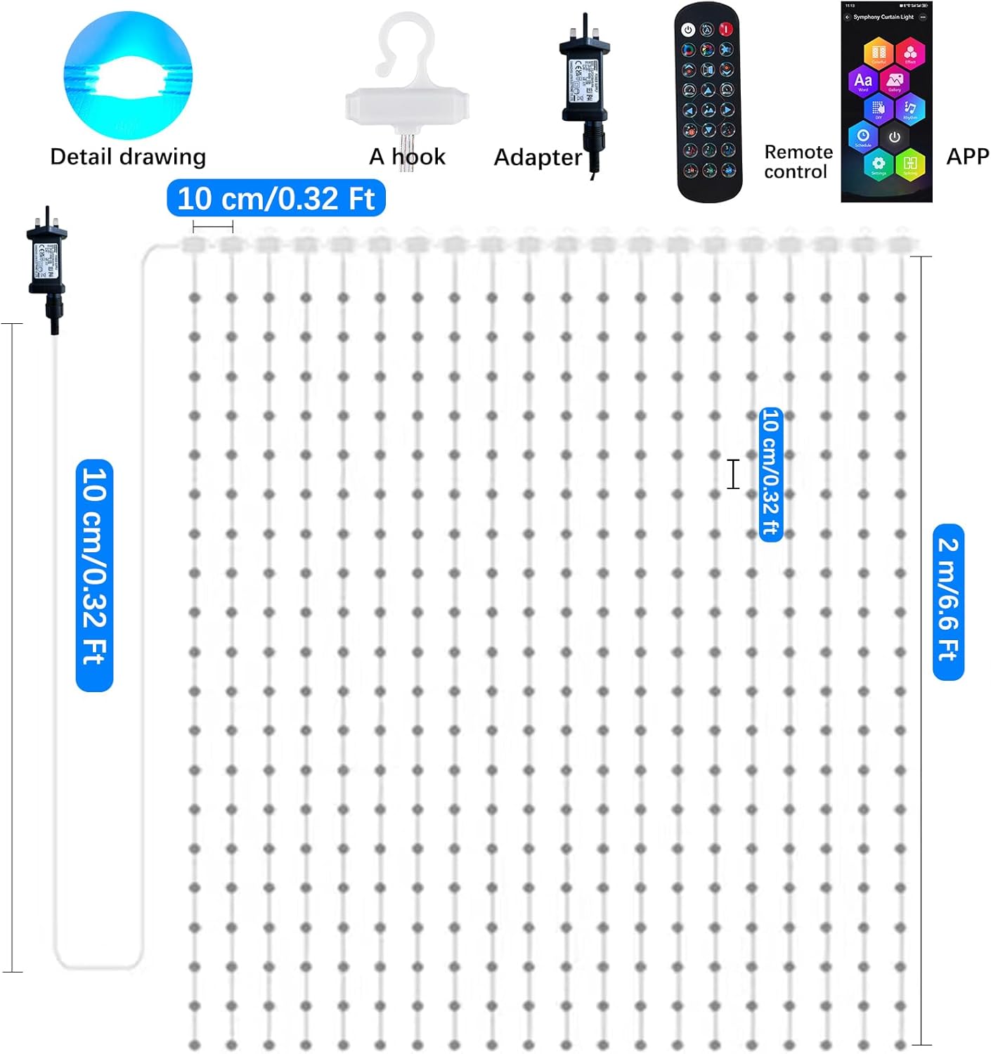 Festival Curtain Light Dimensions