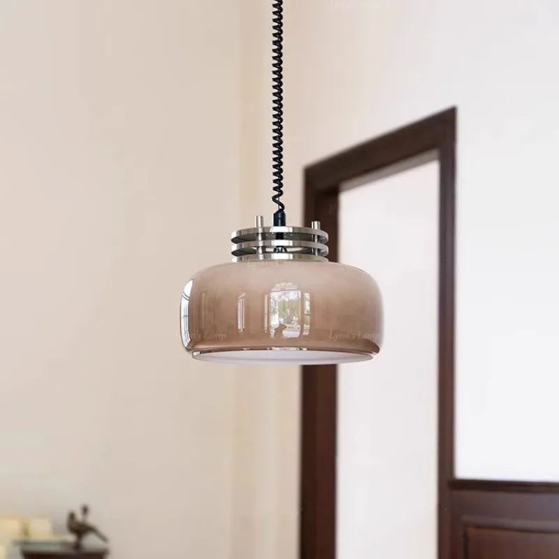 Modern Lighting Coffee Creamy White Glass Vintage Adjustable Height Hanging Glass Pendant Lamp (ZY-D035)