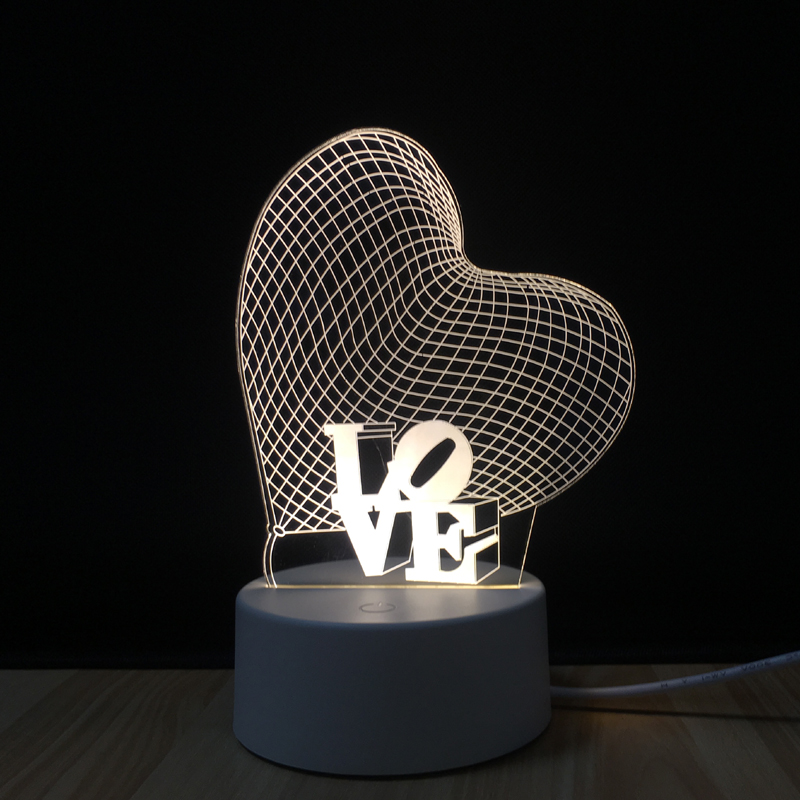 Abstract Geometry Art 3D Illusion Lamp USB Button Switch Baby Sleep Night Lights Home Decor Creative Lamp
