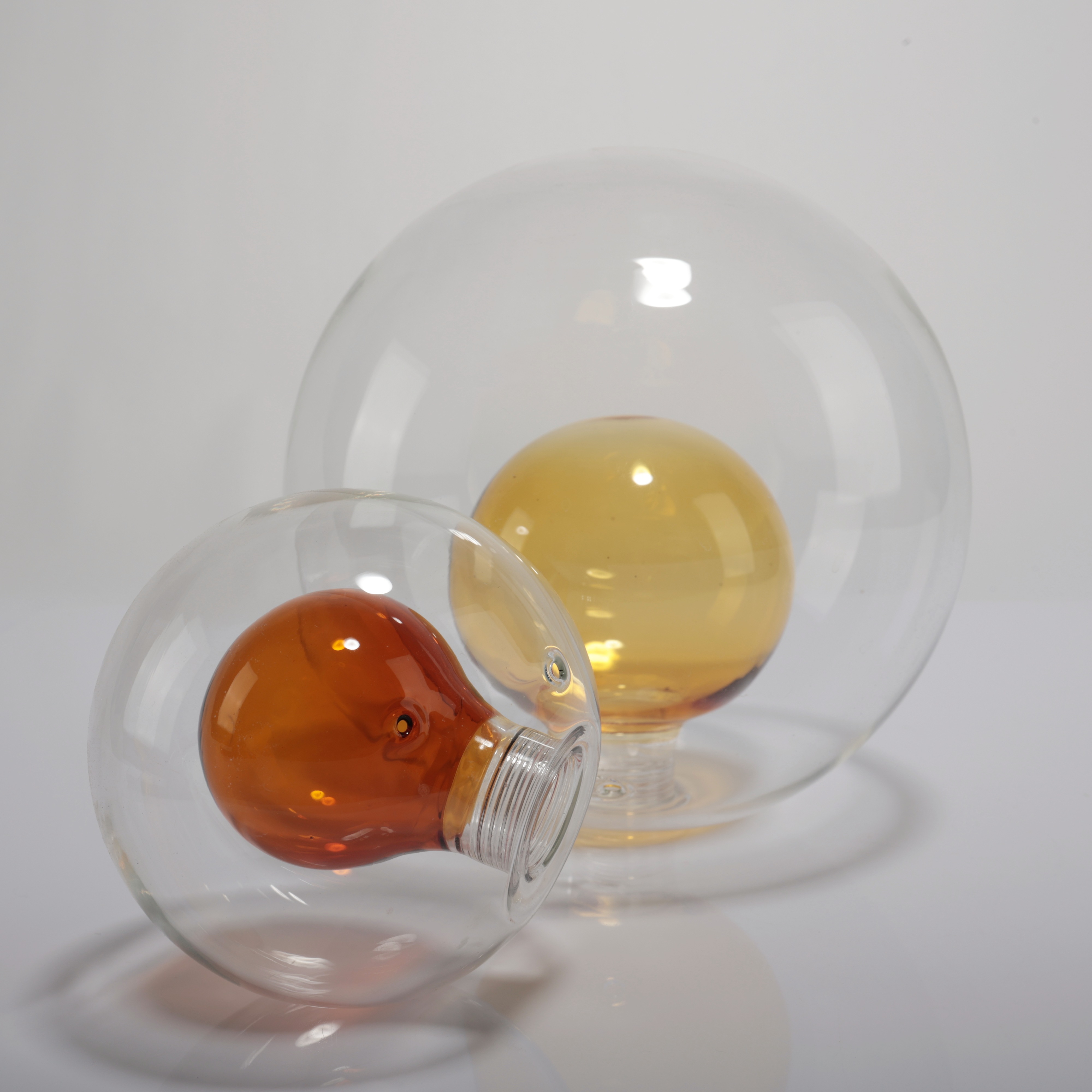 OEM Double-Wall Light Amber Yellow Blown Glass Lampshade Ceiling Lamps European Modern Handmade Eco-Friendly Borosilicate Indoor
