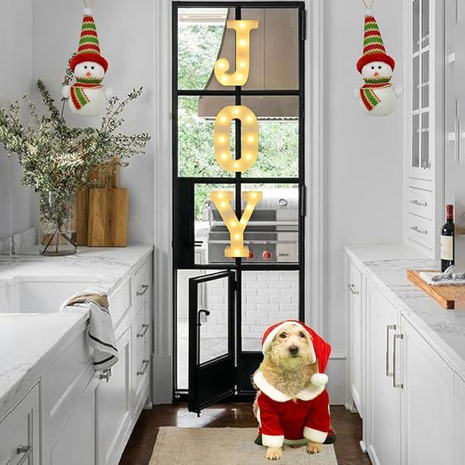 Christmas Decorative LED Glowing Letter Lights Sign, Suitable for Fireplace Mantle, Parties, Christmas Scene Decoration Lights