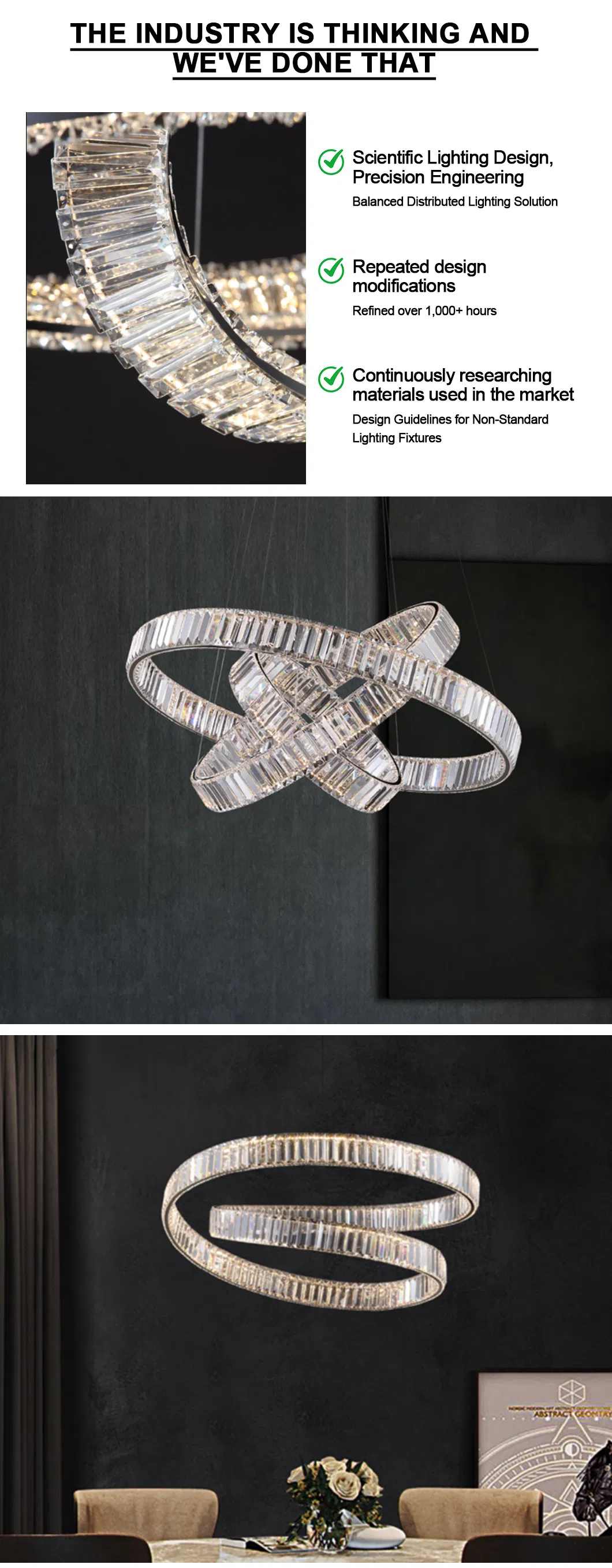 Modern LED Decorative Hanging Lamp Crystal Golden Luxury Customized Chandelier Lighting