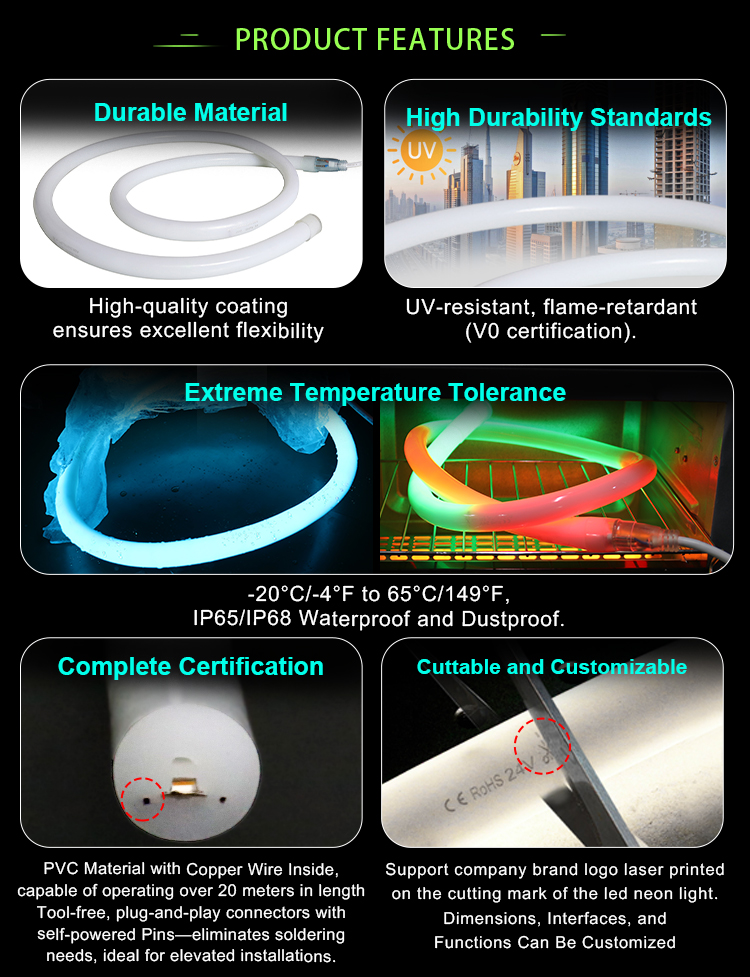 Led Strip Light Outdoor Waterproof 360&deg;lighting Pixel Rope Neon Flex 2835 Flexible Facade Custom Smart Rgb Decorative Lighting