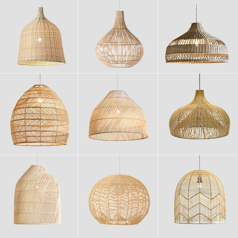 Rattan Art Chandelier Led Bamboo Room Bedroom Indoor Pendant Led Light Modern Chandeliers Ceiling Luxury Pendant Light