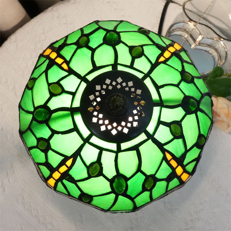 Antique Tiffany Desk Light Multi Color Glass Shade Table Lamp Home Indoor Bedroom Decorative Reading Lighting