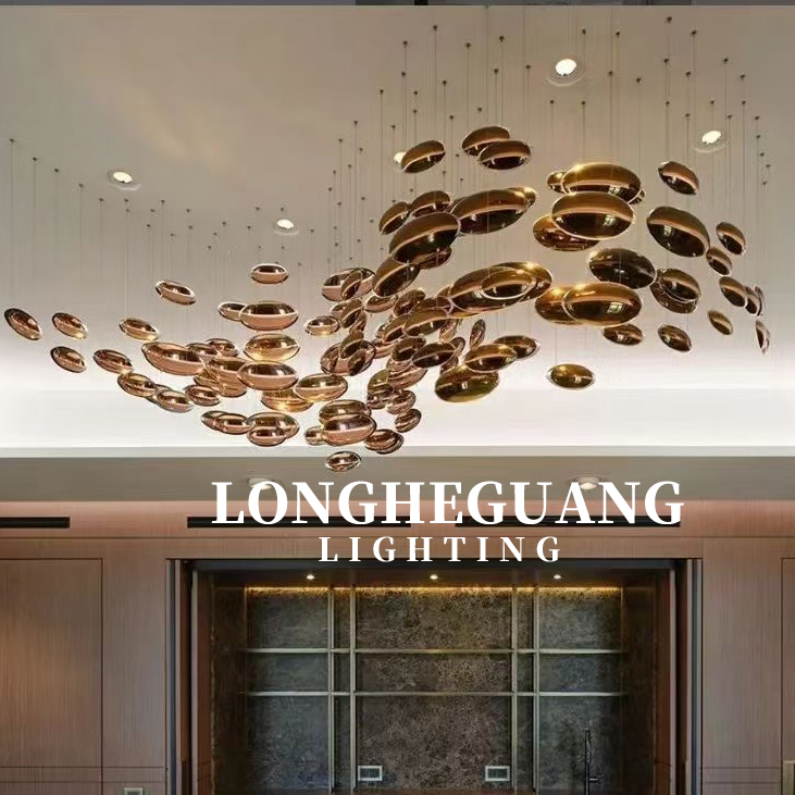 Handmade Golden Olive Artistic Glass Chandelier with Minimalist Design Adjustable Height for Lobby Hotel Villa Middle Size Lamp