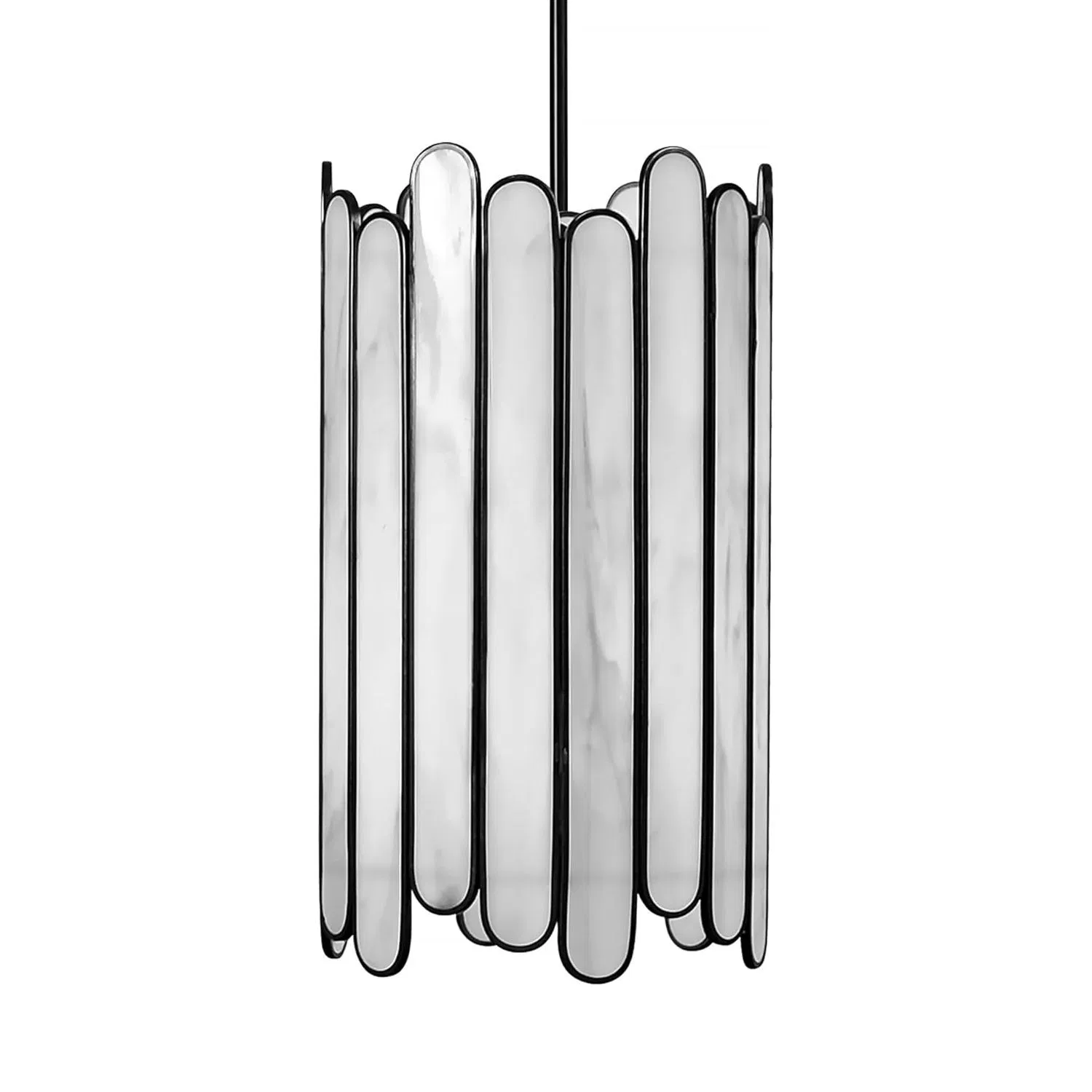 6" Tiffany Style Pendant Light, Dark Blue Purple Stained Glass Cylinder Hanging Lighting Fixture for Kitchen Island, Dining Room