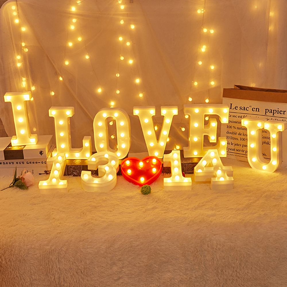 Digital Number Creative Luminous LED Letter Night Light Decor Wedding Birthday Party Christmas DIY LED Letters 26 English 0-9 50