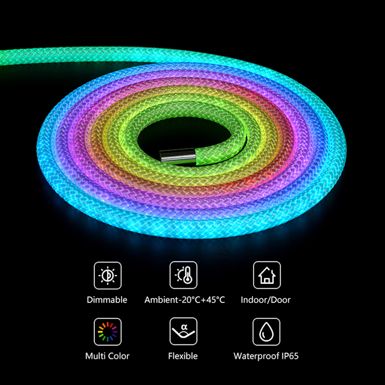 Hot Selling Indoor Outdoor Decorative LED Strip IP65 Waterproof Silicone Nylon LED Tape Light 360 Degree RGB LED Neon Strip