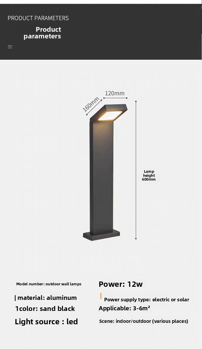 60CM IP65 LED Lawn Lights Outdoor Waterproof Aluminum Garden Style Decoration