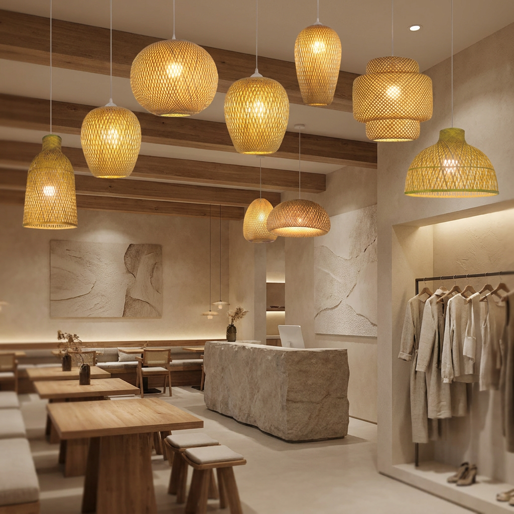 Rattan Art Chandelier Led Bamboo Room Bedroom Indoor Pendant Led Light Modern Chandeliers Ceiling Luxury Pendant Light