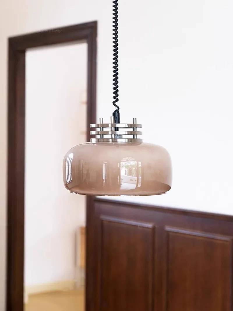 Modern Lighting Coffee Creamy White Glass Vintage Adjustable Height Hanging Glass Pendant Lamp (ZY-D035)