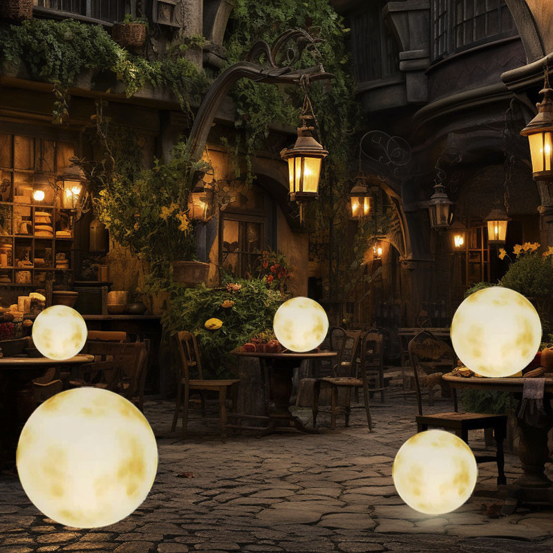 LED Plastic Moon-Shaped IP55 Waterproof Dimmable Night Light Outdoor Landscape Lamp 1-Year Warranty For Parks Courtyards Gardens