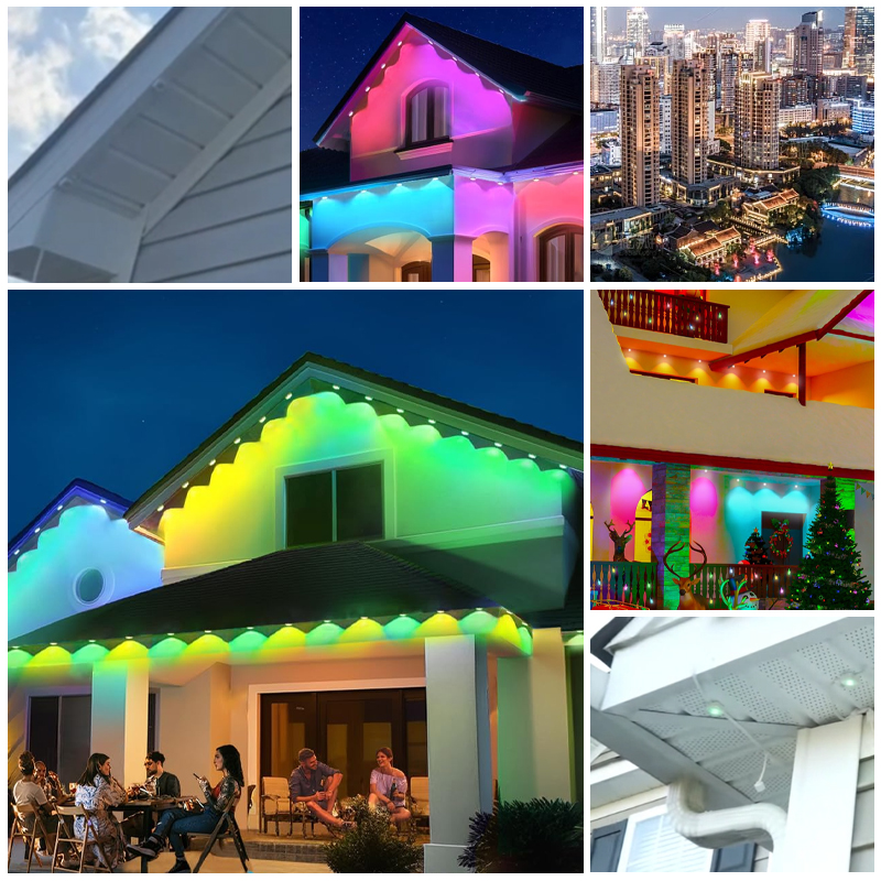 Hot Sale IP67 DC36V/12V Holiday Decoration Led Lights Smart RGBIC Permanent Outdoor Christmas Light With Remote Control