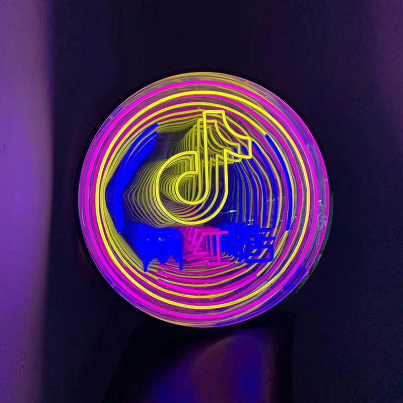 Free Design 3D Magic Infinite Mirror Custom Led Neon Light Signs for Party Events Wedding Wall Decor