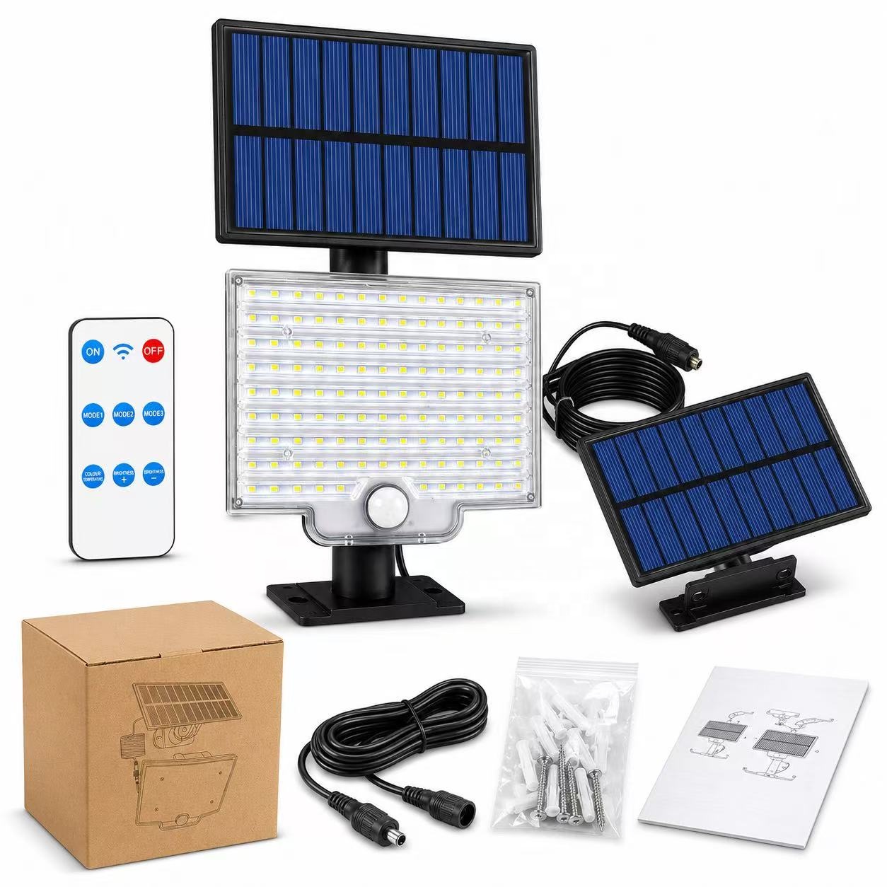 Motion Sensor Solar Garden Lamp Outdoor Waterproof Garden Wall Light with Garage Security Yard Lamp