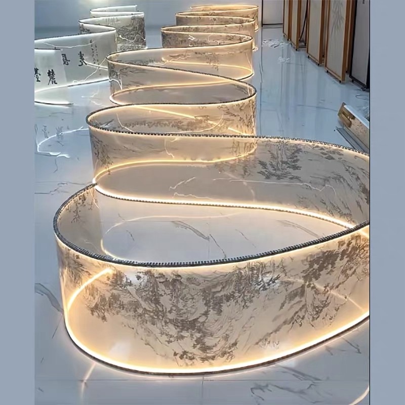 Custom Ribbon Ceiling Chandelier LED Light Strip Soft Decorative Painting Art Lightings for Restaurant Hotel Lobby