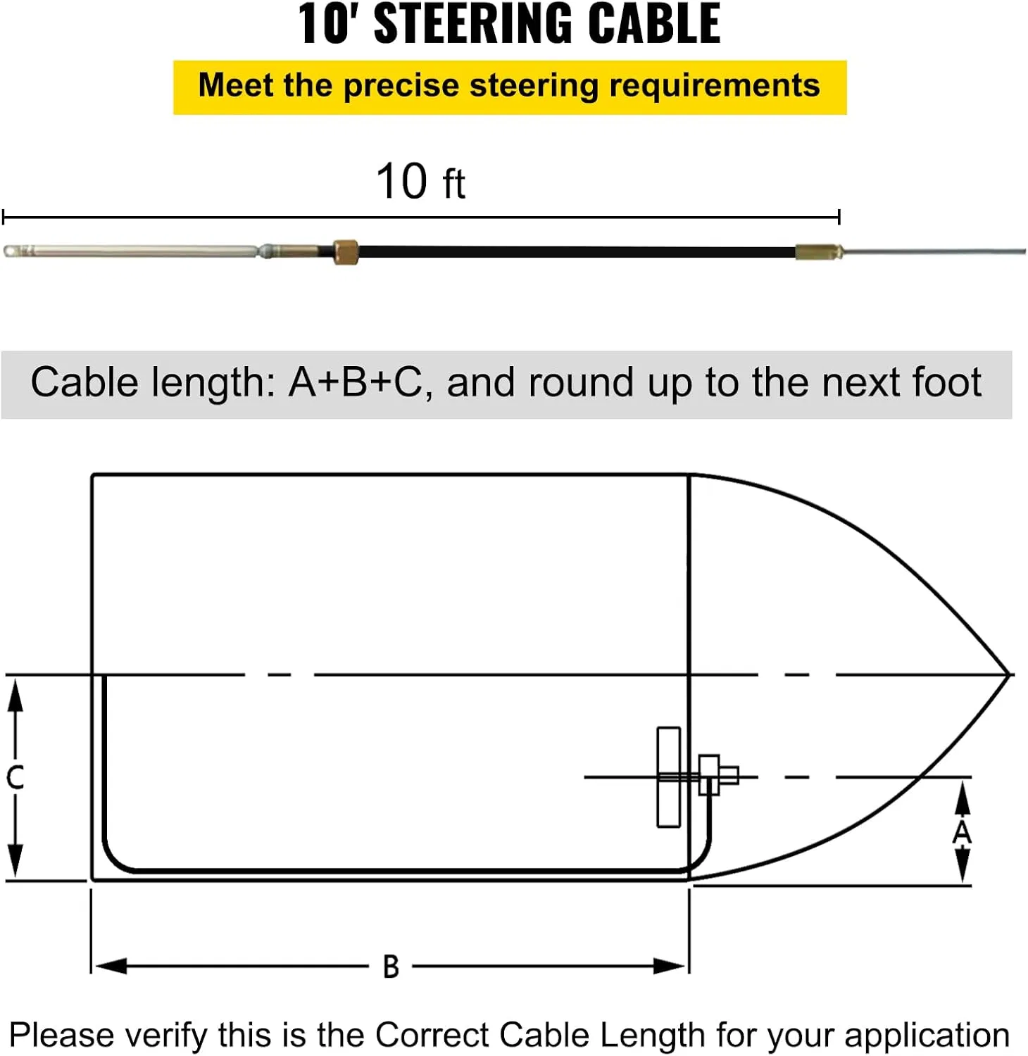 Cjx 290 Marine Steering System with 15feet Steering Cable and Wheel