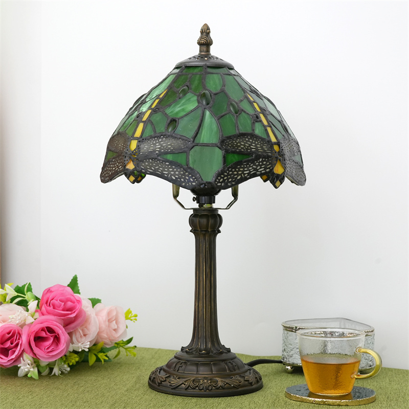 Antique Tiffany Desk Light Multi Color Glass Shade Table Lamp Home Indoor Bedroom Decorative Reading Lighting