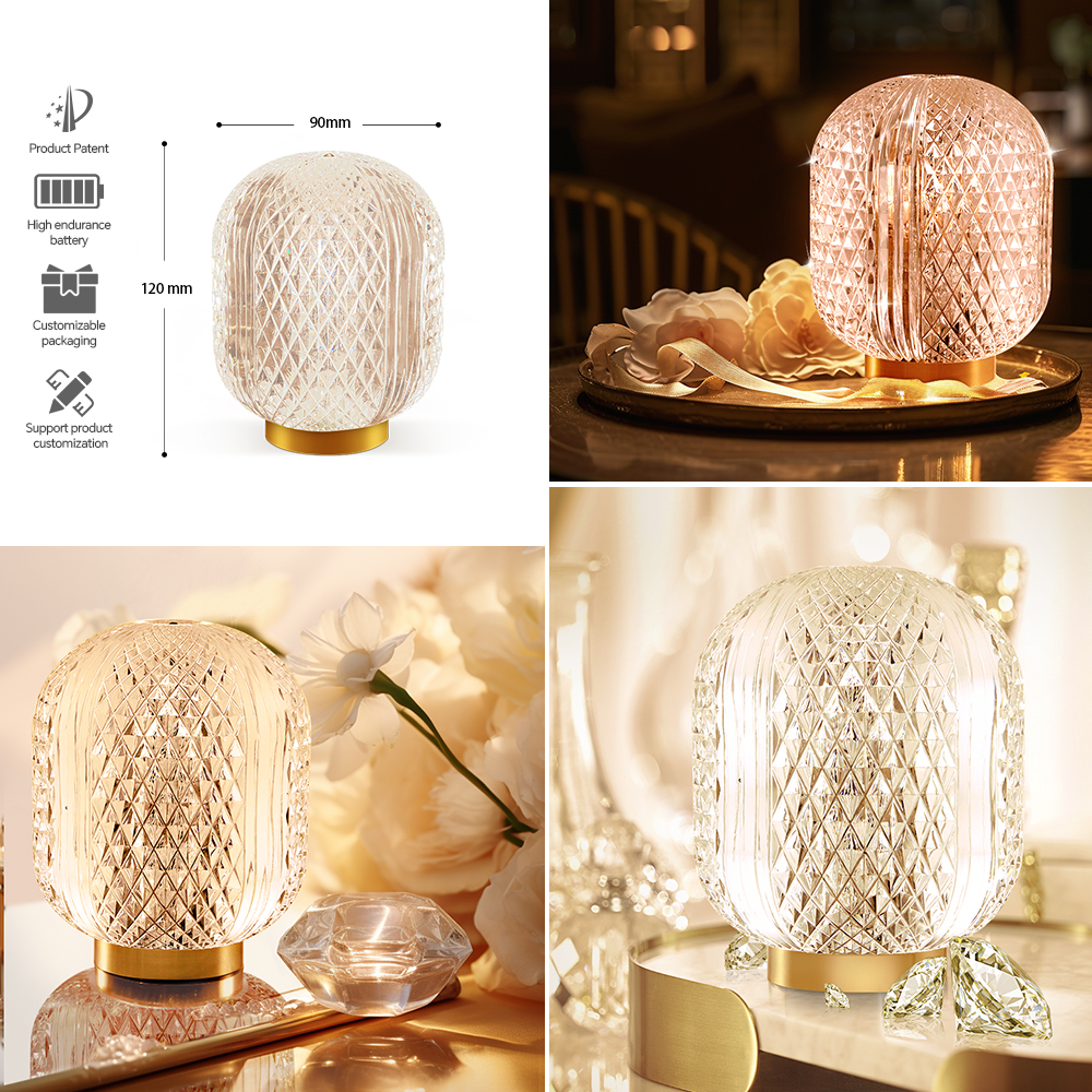 Custom LED Night Light Table Lamp Aluminum Body Touch Switch with Battery Dimmable for Bedroom Restaurant Bar Atmosphere