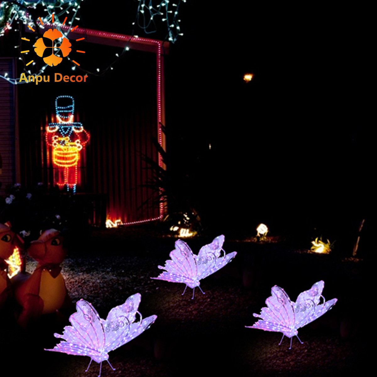 Wholesale Holiday Lighting Christmas Outdoor Decorative Pattern Led Motif Light Lighted butterfly