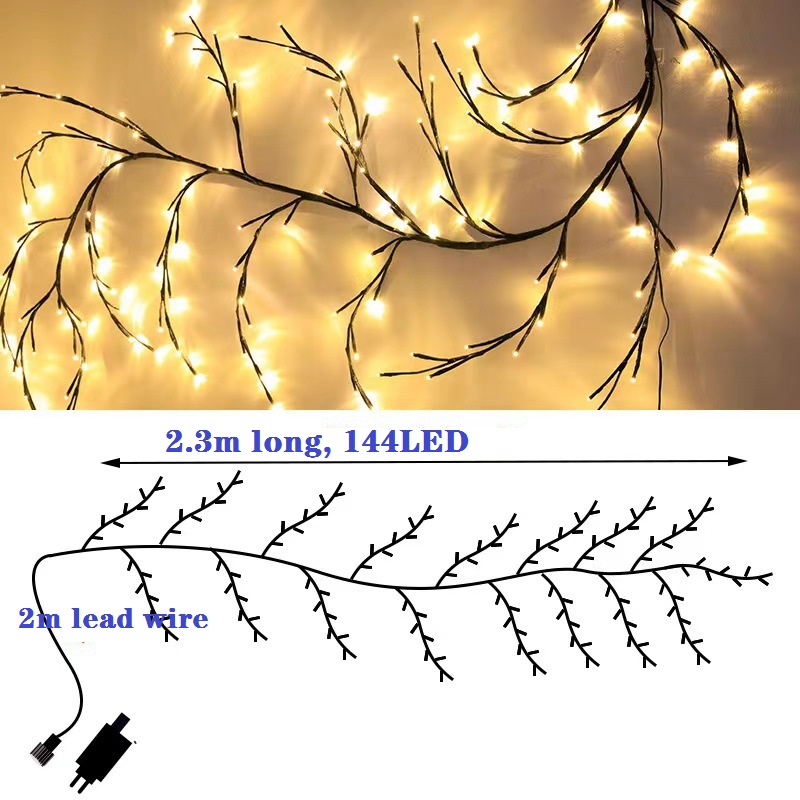 USB Powered Christmas LED Branch Light Tree With Warm White &amp; Multi-color Lights IP44 Waterproof Dimmable Home Wall Decoration