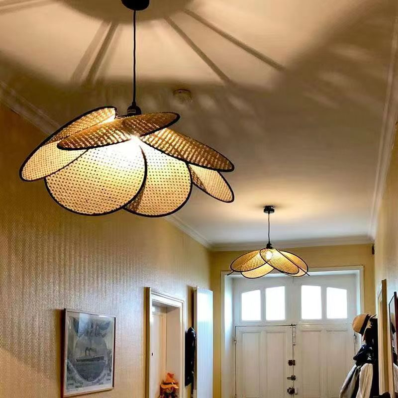 Modern Vintage Decorative Creative Rattan Pendant Lighting Lamp Light Homestay Chinese Restaurant