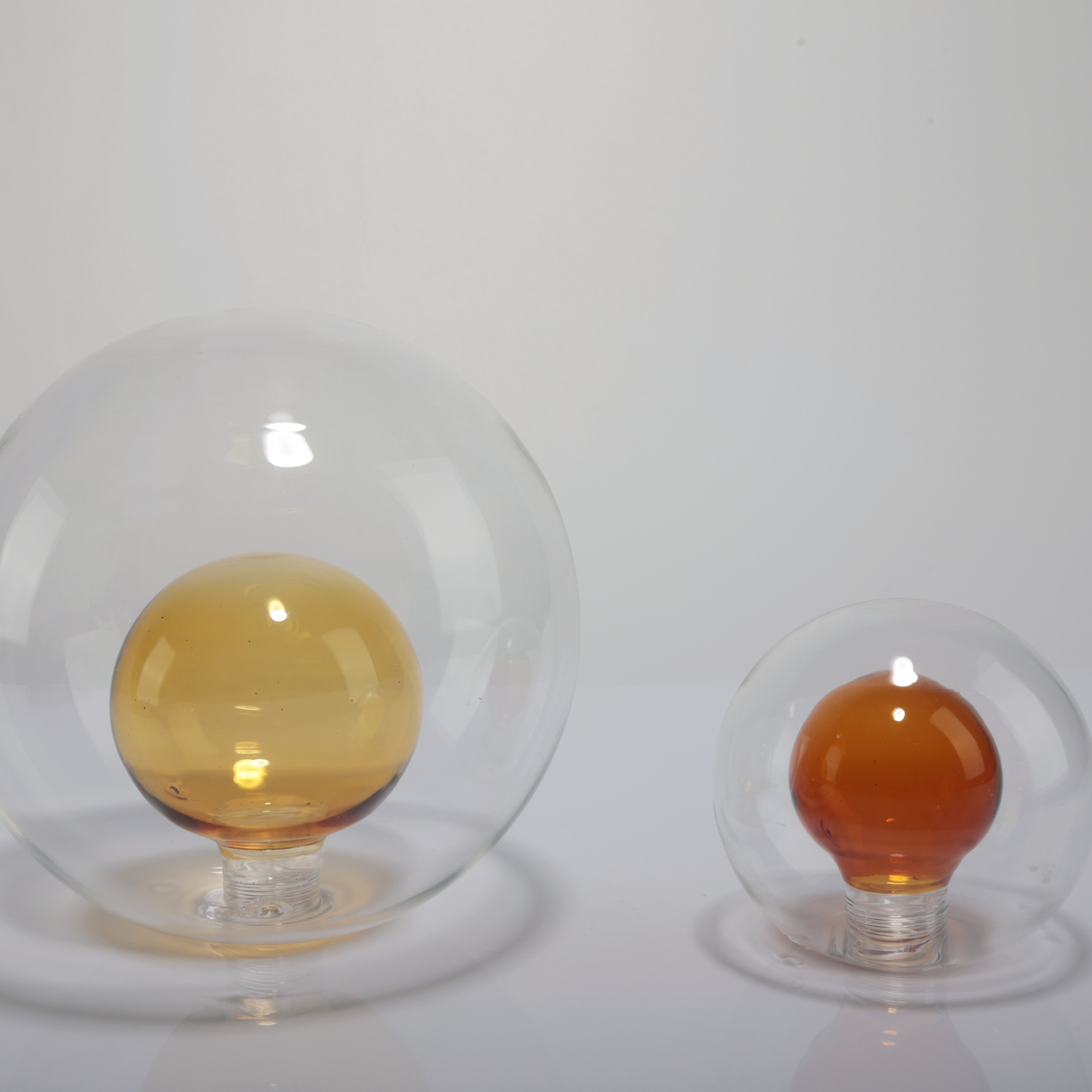 OEM Double-Wall Light Amber Yellow Blown Glass Lampshade Ceiling Lamps European Modern Handmade Eco-Friendly Borosilicate Indoor