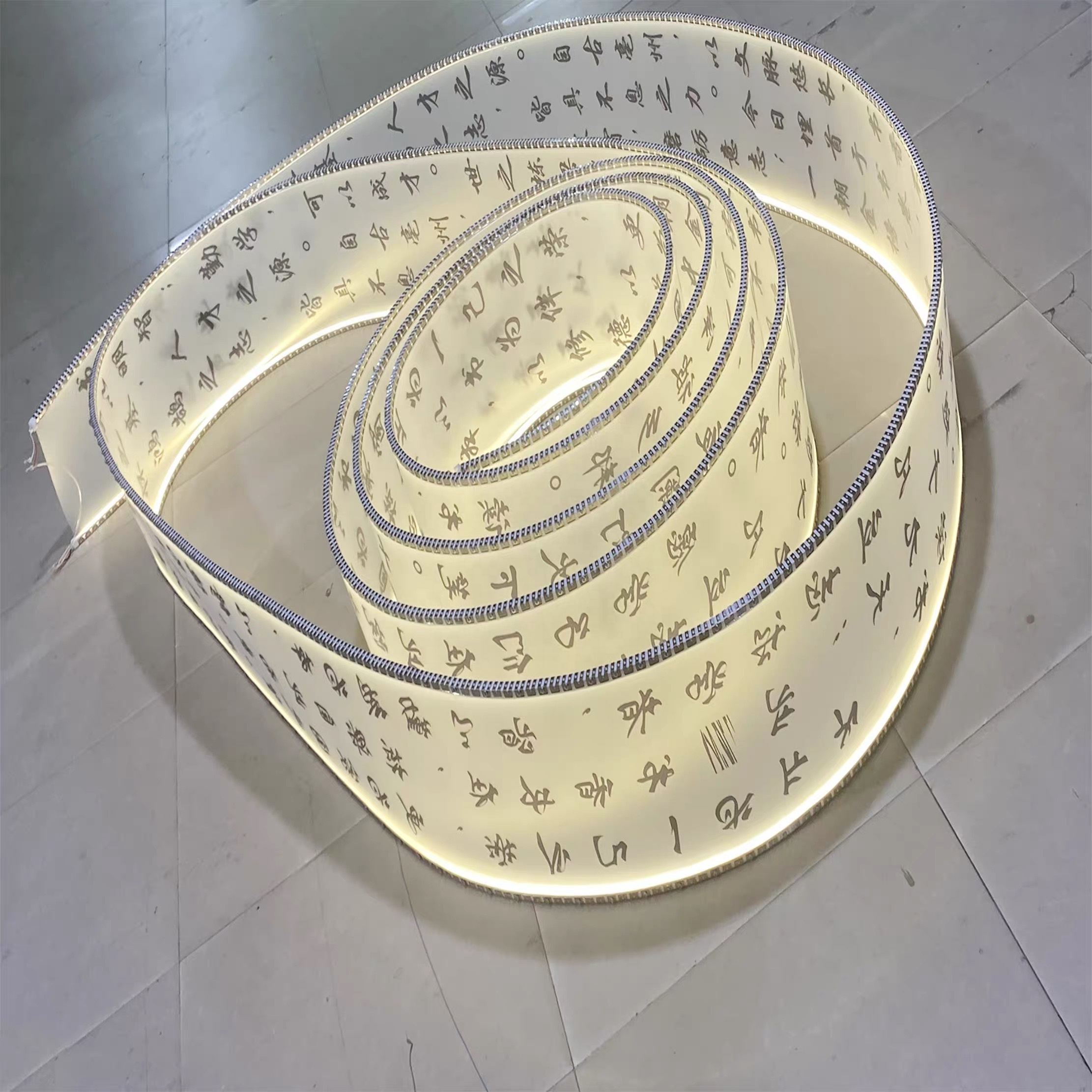 Custom Ribbon Ceiling Chandelier LED Light Strip Soft Decorative Painting Art Lightings for Restaurant Hotel Lobby