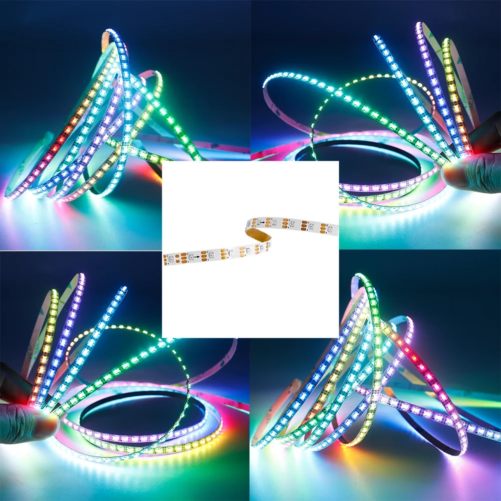 Decorative LED Strip Light 1M-5M 200leds/m WS2812 2020 0807 Addressable LED Strip Flexible DC5V 12V RGB PCB 5mm Wide