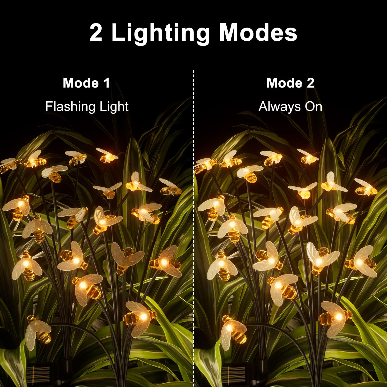 New Design Bee Firefly Lawn Landscape 2 Lighting Modes Swaying Solar Garden Lights Outdoor Waterproof Led Decor Pathway Lamp