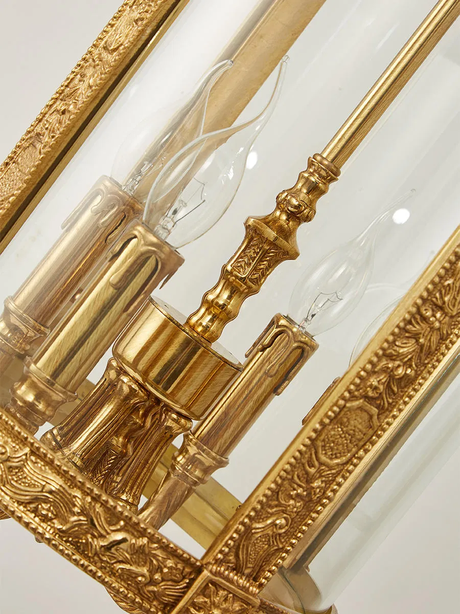 Custom European Style Vintage Lantern Lamp Decorative Lighting Solid Brass Pendant Ceiling Light