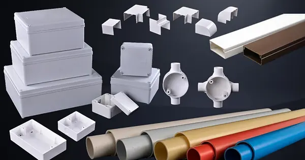 High quality electrical PVC conduit fittings close-up