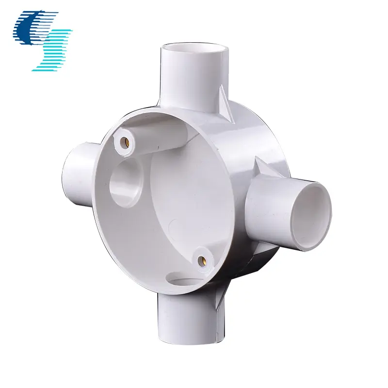 High-Quality Electrical PVC Plastic Pipe and Fittings Conduit Circular 4 Way Box 16mm 20mm 25mm Sizes Supplier, Suppliers