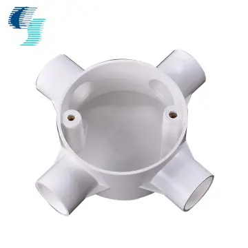 Electrical PVC conduit circular 4 way junction box in 16mm, 20mm and 25mm