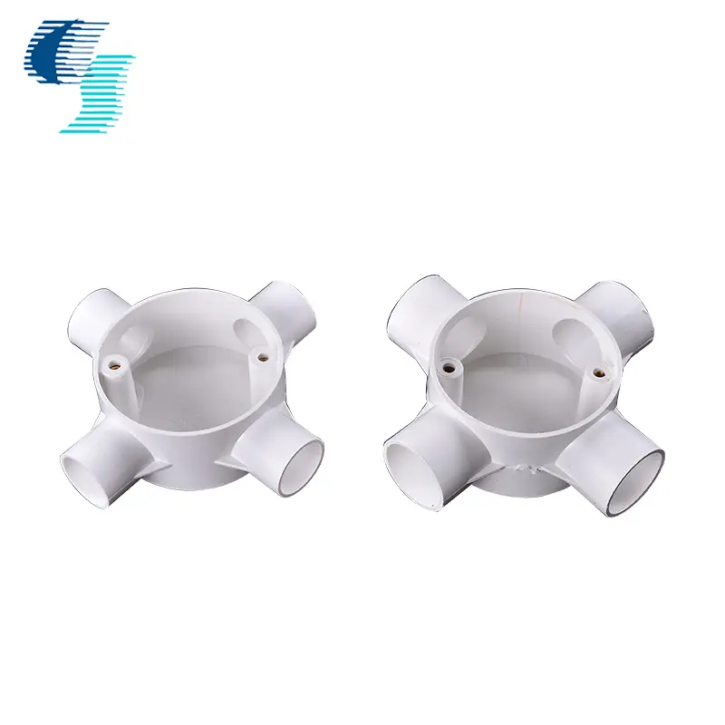 High-Quality Electrical PVC Plastic Pipe and Fittings Conduit Circular 4 Way Box 16mm 20mm 25mm Sizes Supplier, Suppliers