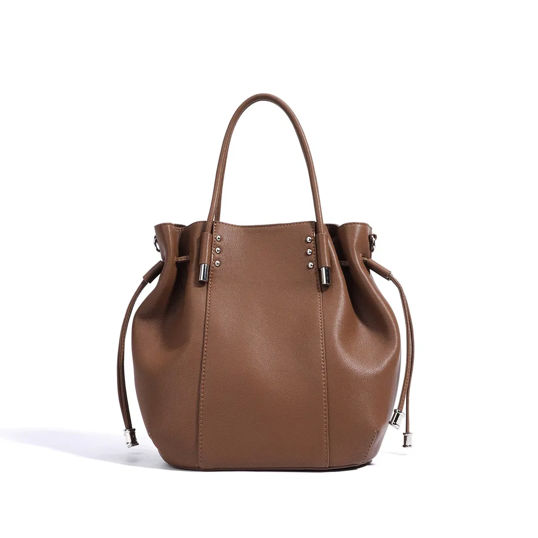 Venta al por mayor de fábrica diseño personalizado tamaño alta calidad textura de cuero genuino bolso para mujeres