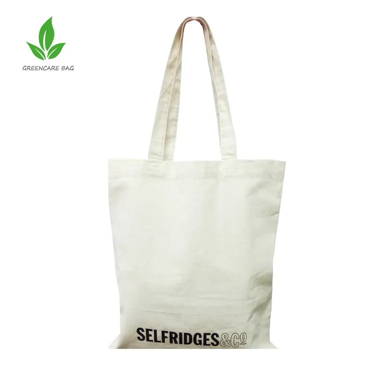 Bolsa de compras de lona de algodón promocional natural de tamaño estándar al por mayor y barata