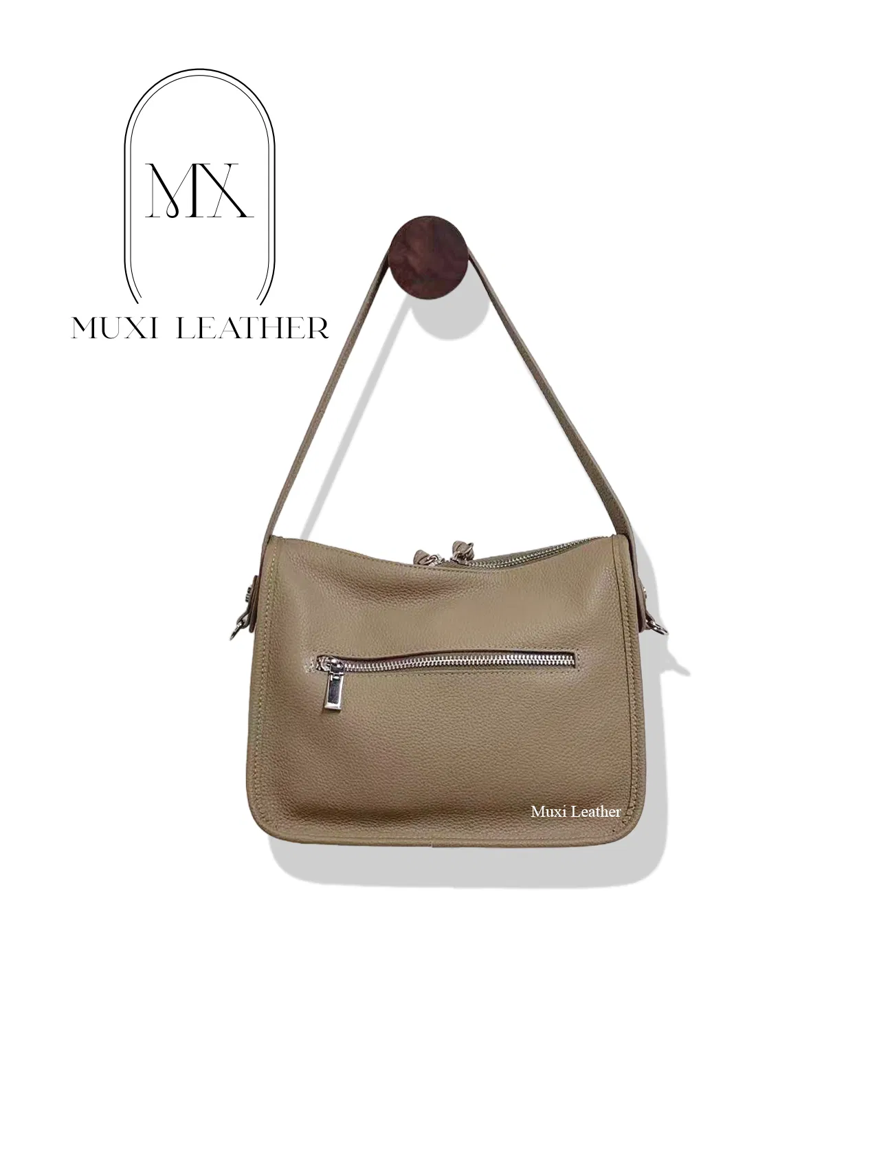 Bolso de hombro de cuero de moda con logo, bolso de mano para mujeres