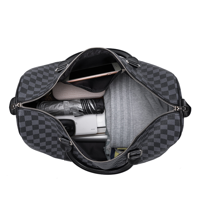 Bolsas de viaje de cuero a prueba de agua para mujeres, deportivas y de gimnasio, con diseño de cuadros de marcas famosas