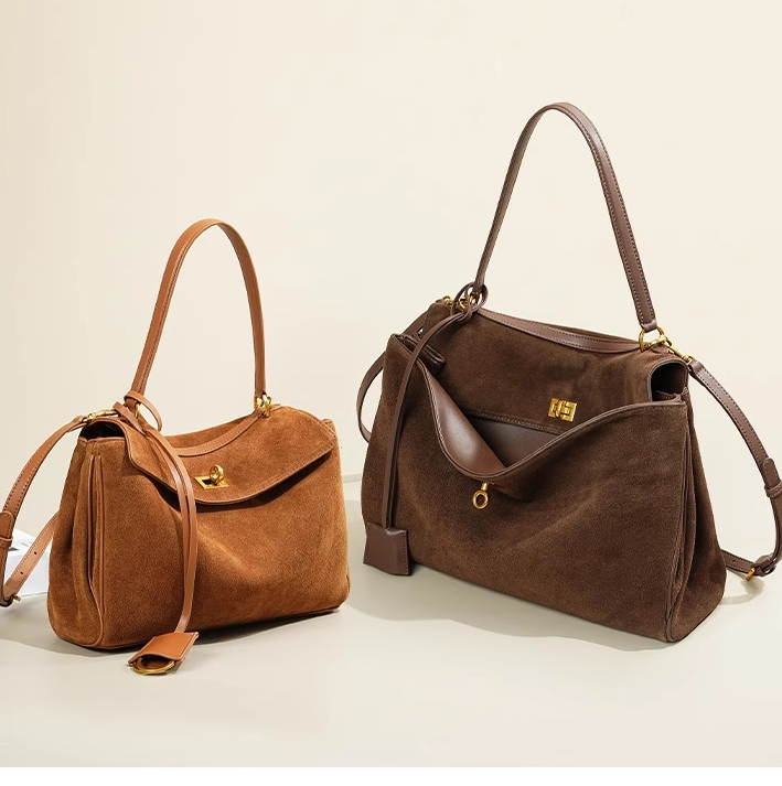 Bolso de ante para mujer, bolso hobo de dama, tote, bolso de hombro