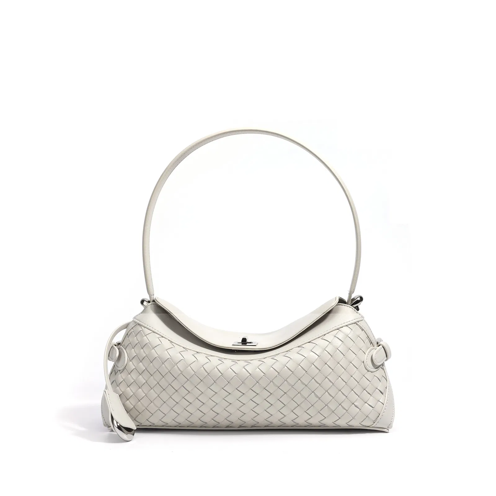 Jt2522 Bolso de mano de cuero de vaca hecho a mano de lujo, bolso de hombro tejido para mujeres con cadenas, bolso cruzado suave para damas