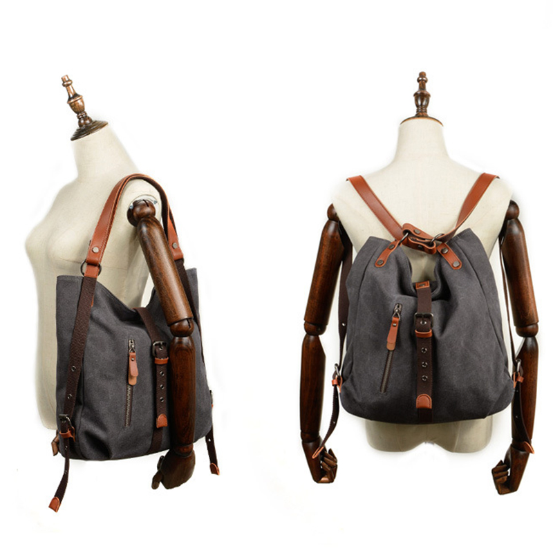 Mochila de lona vintage casual para mujeres, bolso de hombro, bandolera, mochila de viaje, multifuncional Wyz13334
