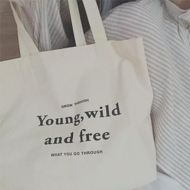 Bolsa de lona personalizada con cremallera en forma de letra Z, bandolera, grande, de algodón, para compras, tote de lona con logo