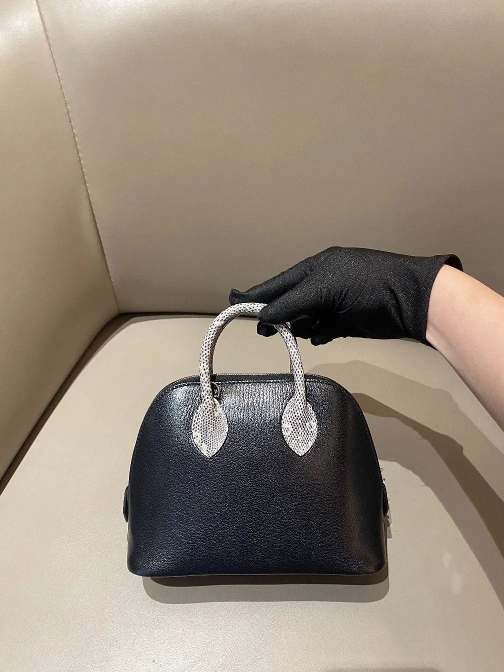 Diseñadores de lujo bolsos de mujer mini Bolide negro Chevre Chamkila piel de lagarto con asas