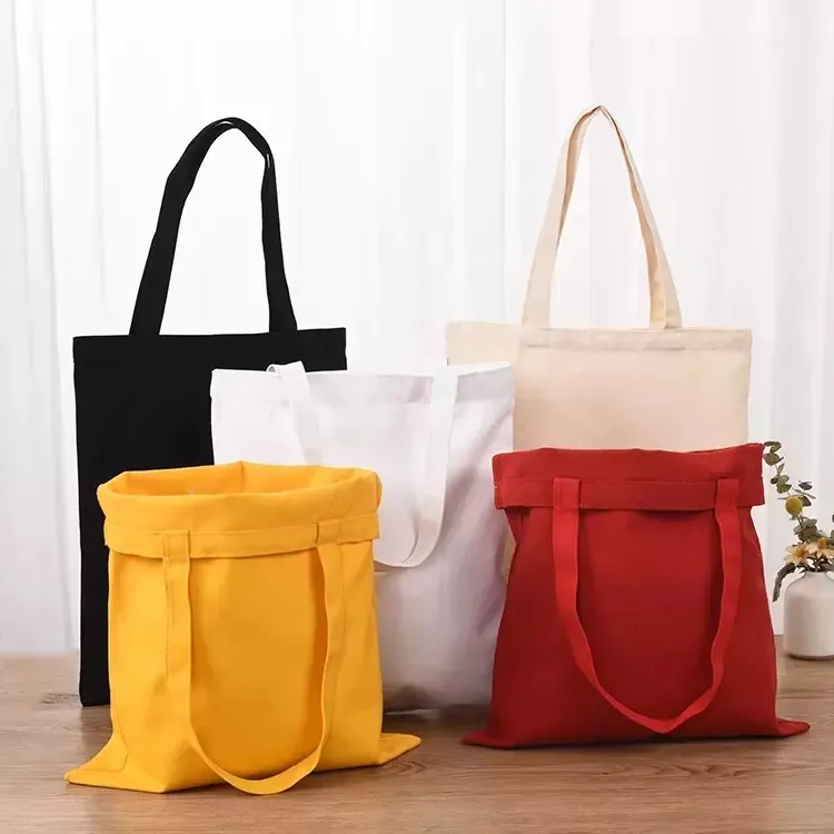Bolsa de compras reutilizable grande de algodón orgánico impresa con logo personalizado, ecológica, con bolsillo