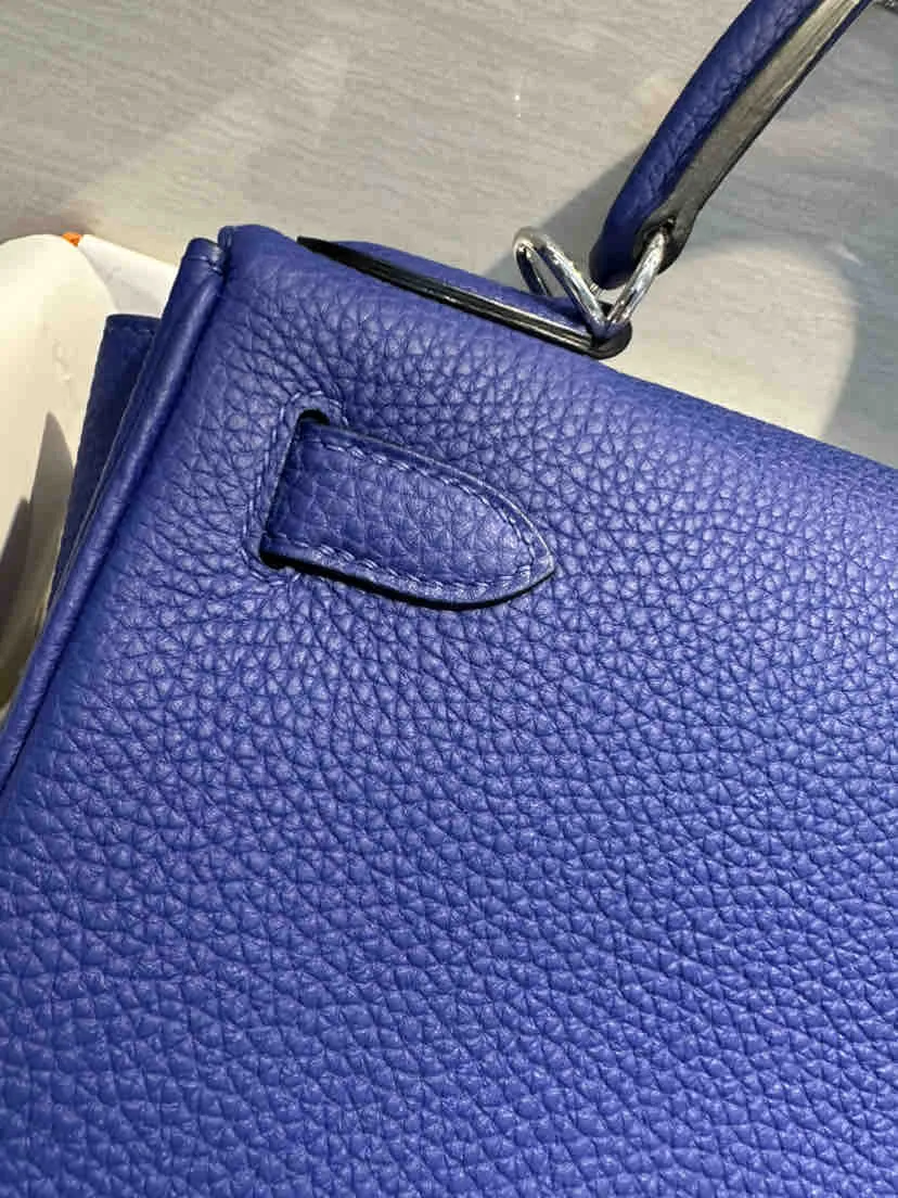 Bolsos de lujo de diseñadora para mujeres Ky 28cm bolsa de cuero Togo azul eléctrico