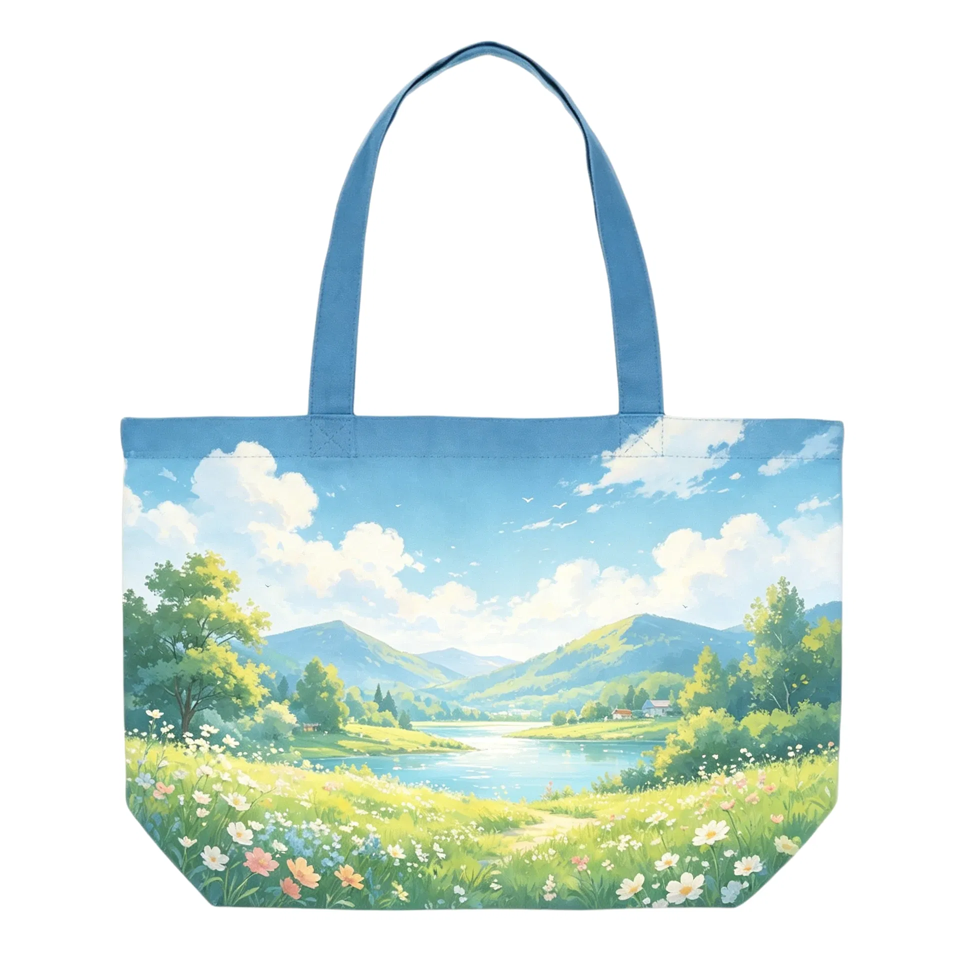 Bolso de lona reutilizable de gran tamaño con logo personalizado impreso, moda, exterior, playa, viaje, fabricante