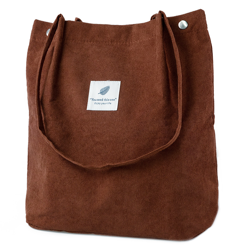 Bolsa de hombro de corduroy de color personalizado con bolsillos