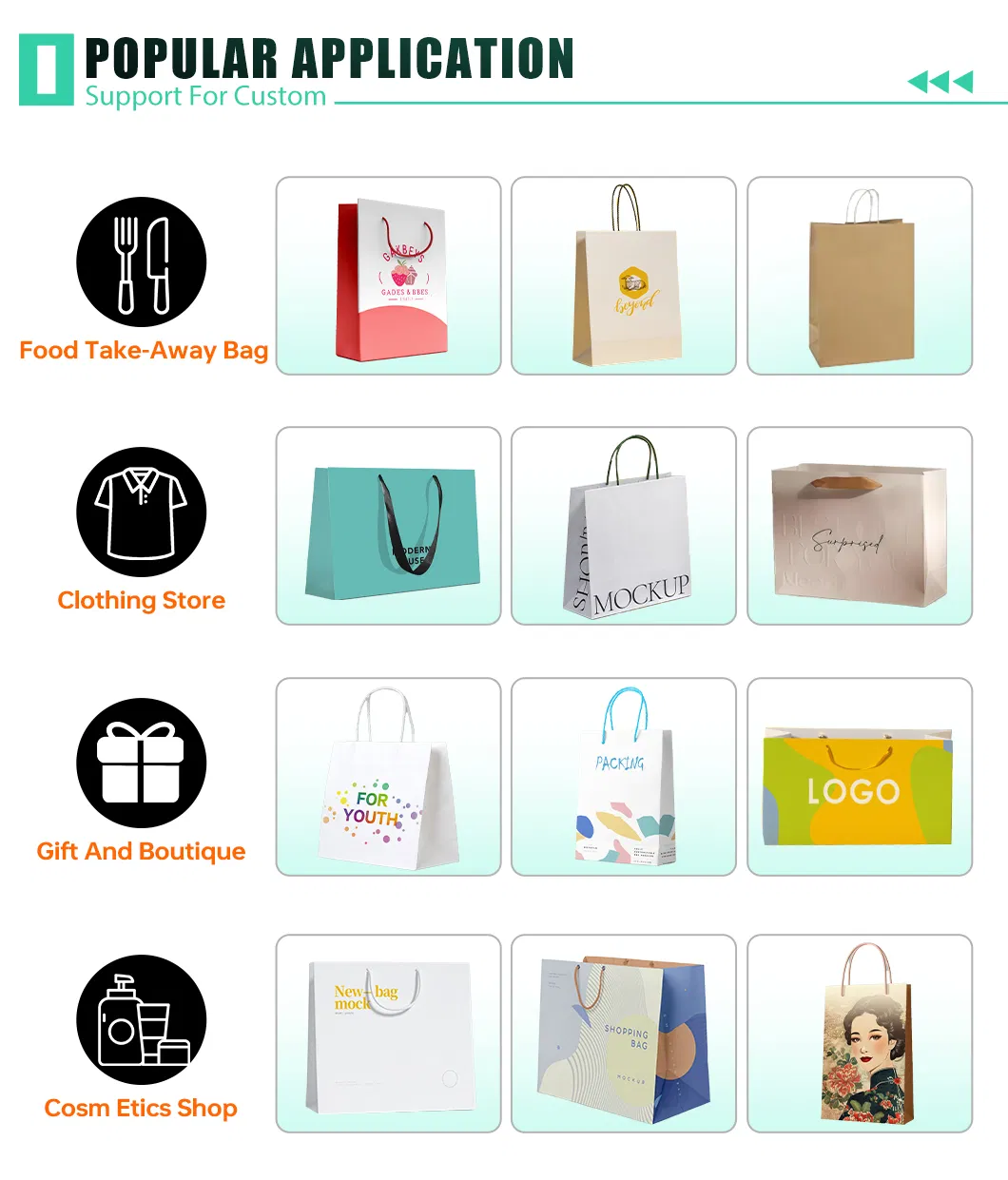 Bolsa de papel kraft blanca personalizada con tu propio logo